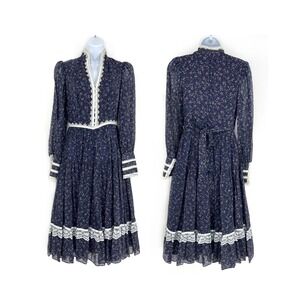 vintage 1970s Gunne Sax dress prairie floral calico cottagecore boho‎ 70s